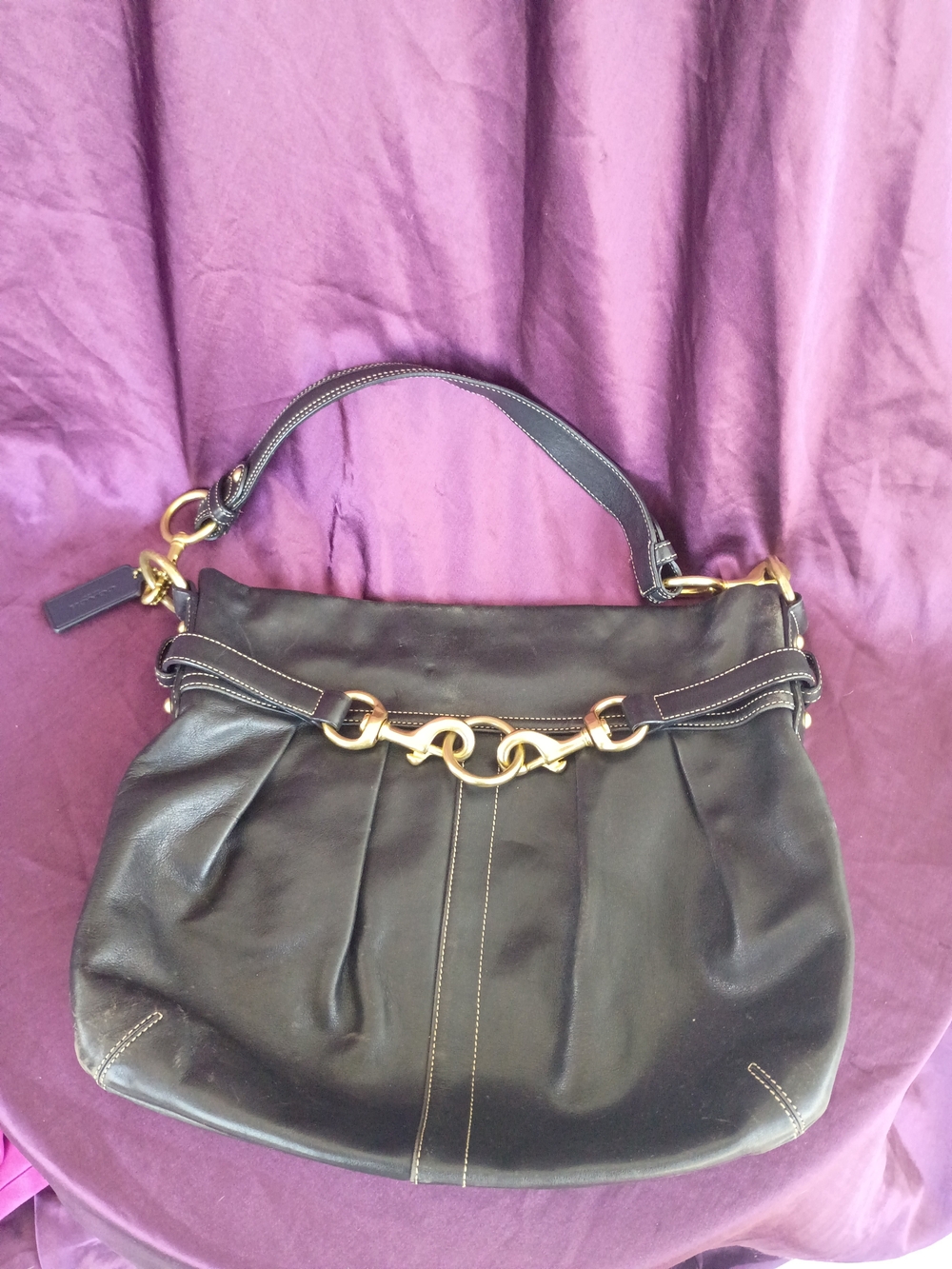 Coach Black Leather Hamptons Bag - Picture 2 of 7